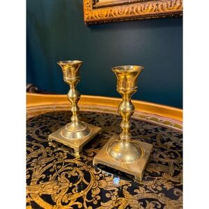Vintage Brass Candlestick Holders - MCM Style - Set of 2